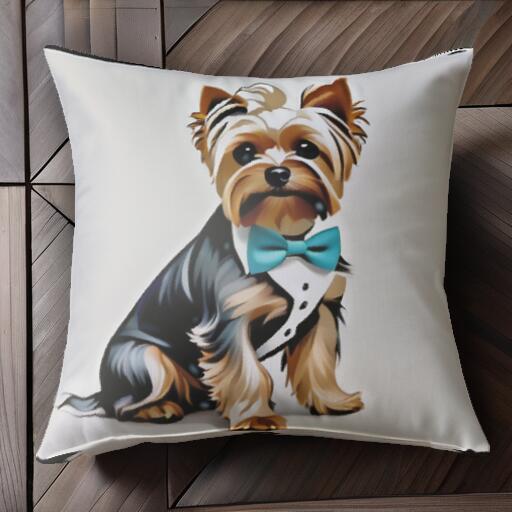 蝶ネクタイ ヨークシャーテリア タキシード クッションカバー 45×45cm アニマル柄 おしゃれ 可愛い ク..