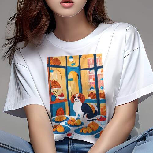 キャバリア Tシャツ 犬愛 ユニークデザインレディース 犬ファン 半袖 春夏 プリント 大人カジュアル か..