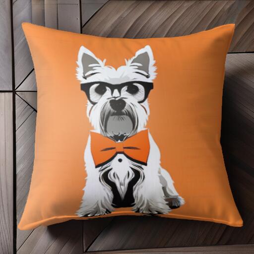 メガネ ウエストハイランドホワイトテリア 蝶ネクタイ クッションカバー 45×45cm アニマル柄 おしゃれ ..