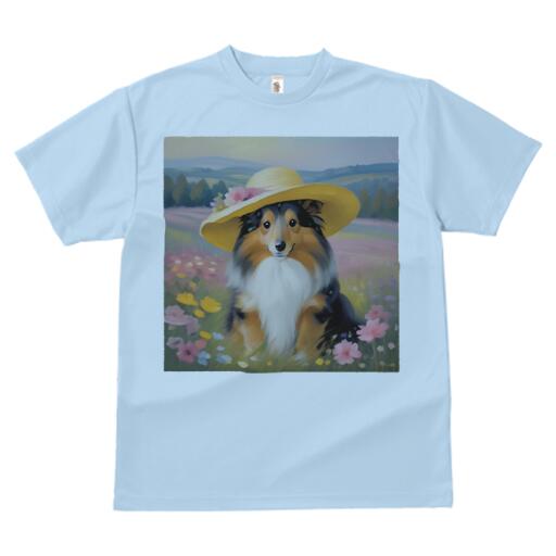 シェットランドシープドッグ Tシャツ 犬愛 ユニークデザインメンズ キッズ 犬ファン 半袖 春夏 プリント 大人カジュアル かわいい 人間用 ギフト 個性的 猛暑対策 帽子 シェットランドシープドッグ 花 風景
