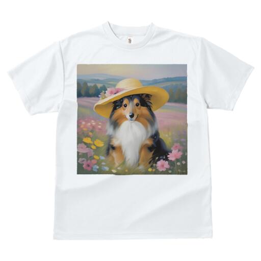 シェットランドシープドッグ Tシャツ 犬愛 ユニークデザインメンズ キッズ 犬ファン 半袖 春夏 プリント 大人カジュアル かわいい 人間用 ギフト 個性的 猛暑対策 帽子 シェットランドシープドッグ 花 風景