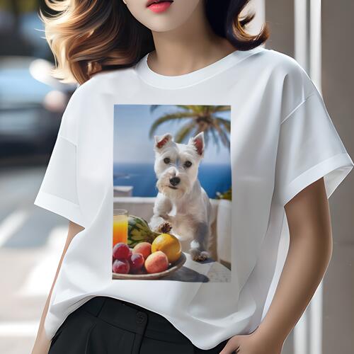 ウエストハイランドホワイトテリア Tシャツ 犬愛 ユニークデザインレディース 犬ファン 半袖 春夏 プリ..