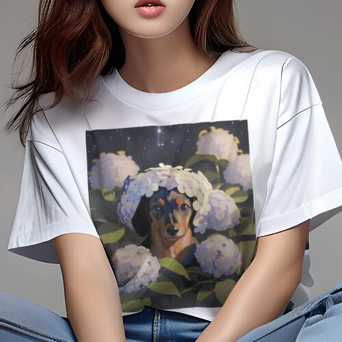 ダックスフンド Tシャツ 犬愛 ユニークデザインレディース 犬ファン 半袖 春夏 プリント 大人カジュア..