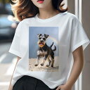 ミニチュアシュナウザー Tシャツ 犬愛 ユニークデザインレディース 犬ファン 半袖 春夏 プリント 大人カジュアル かわいい 人間用 ギフト 個性的 猛暑対策 虹 ミニチュアシュナウザー 砂浜