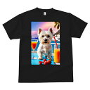 ウエストハイランドホワイトテリア Tシャツ 犬愛 ユニークデザインメンズ キッズ 犬ファン 半袖 春夏 プリント 大人カジュアル かわいい 人間用 ギフト 個性的 猛暑対策 カクテル ウエストハイランドホワイトテリア ストロベリー ジュース リゾート
