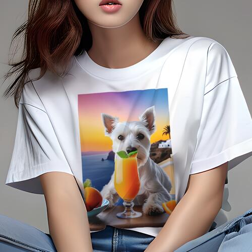 ウエストハイランドホワイトテリア Tシャツ 犬愛 ユニークデザインレディース 犬ファン 半袖 春夏 プリ..