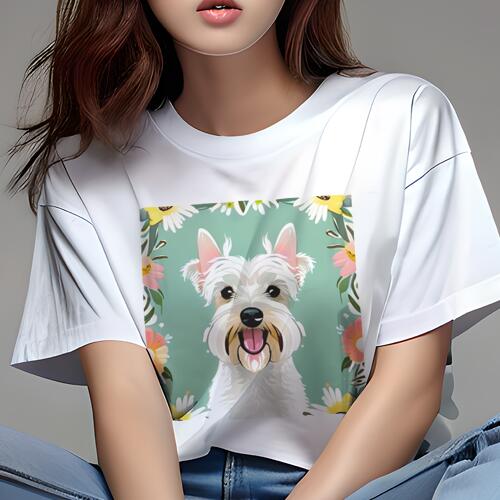 ウエストハイランドホワイトテリア Tシャツ 犬愛 ユニークデザインレディース 犬ファン 半袖 春夏 プリ..