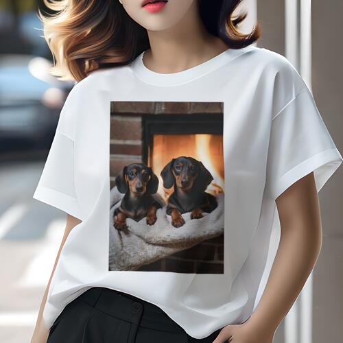 ダックスフンド Tシャツ 犬愛 ユニークデザインレディース 犬ファン 半袖 春夏 プリント 大人カジュア..
