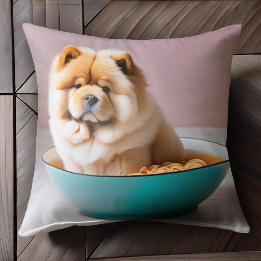 ラーメン チャウチャウ どんぶり クッションカバー 45×45cm アニマル柄 おしゃれ 可愛い クッション本..