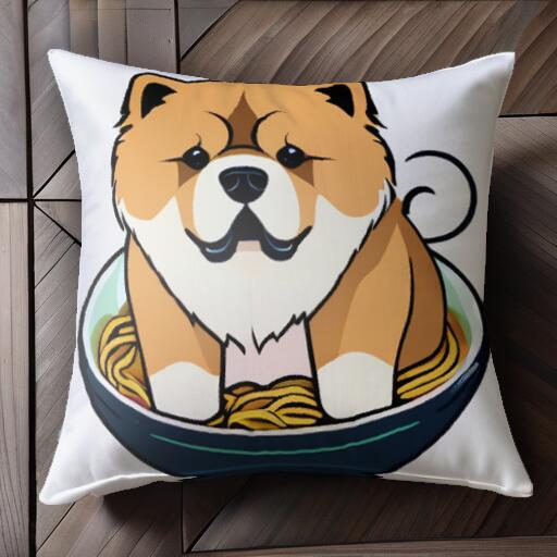 ラーメン 秋田犬 どんぶり クッションカバー 45×45cm アニマル柄 おしゃれ 可愛い クッション本体付き ..