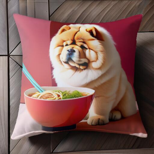 ラーメン チャウチャウ どんぶり 箸 クッションカバー 45×45cm アニマル柄 おしゃれ 可愛い クッション..