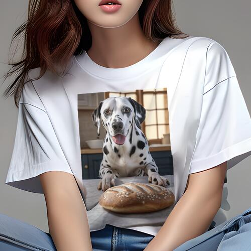 ダルメシアン Tシャツ 犬愛 ユニークデザインレディース 犬ファン 半袖 春夏 プリント 大人カジュアル かわいい 人間用 ギフト 個性的 猛暑対策 パン ダルメシアン