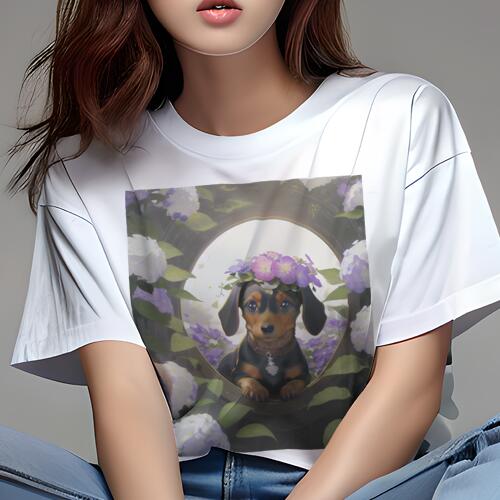 ダックスフンド Tシャツ 犬愛 ユニークデザインレディース 犬ファン 半袖 春夏 プリント 大人カジュア..