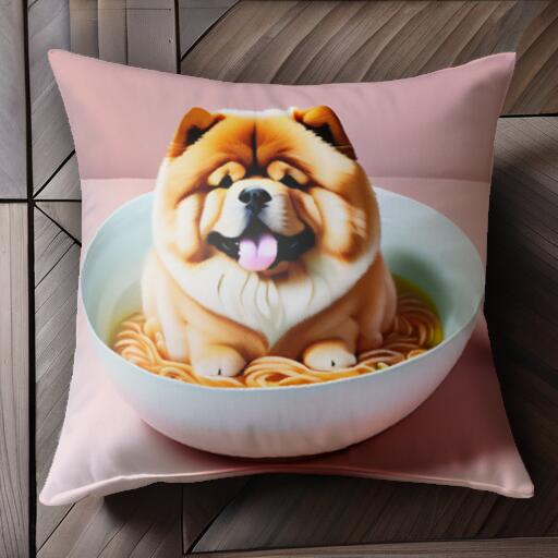 ラーメン チャウチャウ 麺 クッションカバー 45×45cm アニマル柄 おしゃれ 可愛い クッション本体付き ..