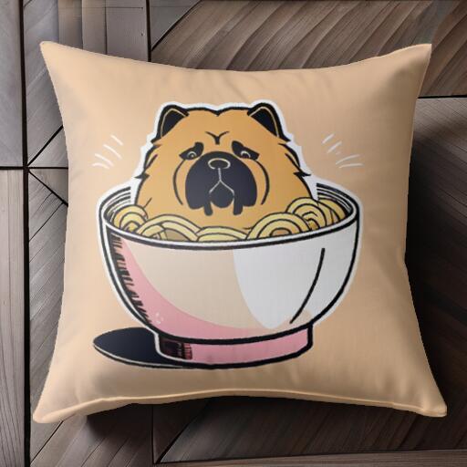 ラーメン チャウチャウ どんぶり クッションカバー 45×45cm アニマル柄 おしゃれ 可愛い クッション本..