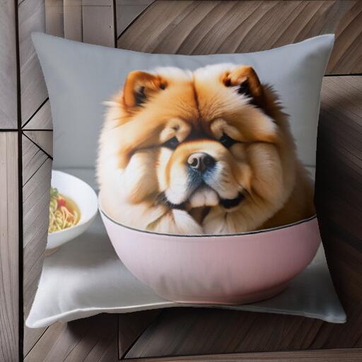 ラーメン チャウチャウ どんぶり クッションカバー 45×45cm アニマル柄 おしゃれ 可愛い クッション本..