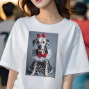 ダルメシアン Tシャツ 犬愛 ユニークデザインレディース 犬ファン 半袖 春夏 プリント 大人カジュアル かわいい 人間用 ギフト 個性的 猛暑対策 リボン ダ...