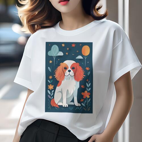 キャバリア Tシャツ 犬愛 ユニークデザインレディース 犬ファン 半袖 春夏 プリント 大人カジュアル か..