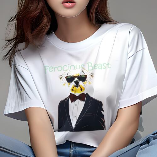 マルチーズ Tシャツ 犬愛 ユニークデザインレディース 犬ファン 半袖 春夏 プリント 大人カジュアル かわいい 人間用 ギフト 個性的 猛暑対策 サングラス マルチーズ スーツ 蝶ネクタイのサムネイル