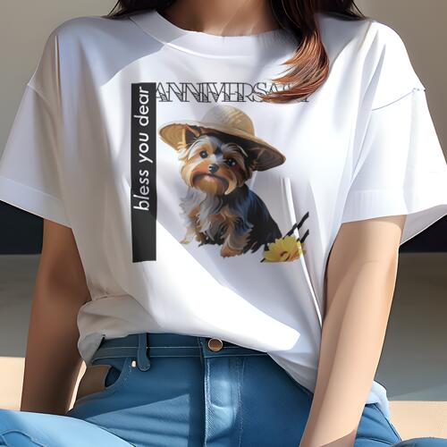 ヨークシャーテリア Tシャツ 犬愛 ユニークデザインレディース 犬ファン 半袖 春夏 プリント 大人カジ..