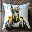 サングラス ドーベルマン パーカー ジャケット クッションカバー 45×45cm アニマル柄 おしゃれ 可愛い クッション本体付き 正方形