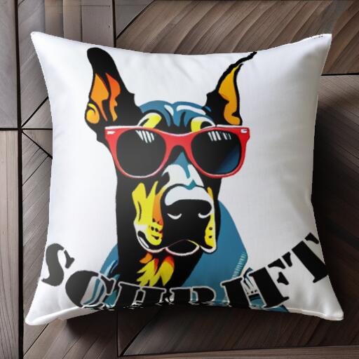 サングラス ドーベルマン クッションカバー 45×45cm アニマル柄 おしゃれ 可愛い クッション本体付き 正方形