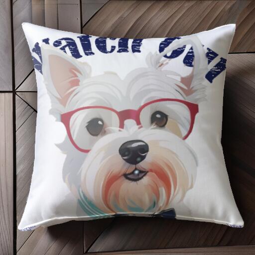 メガネ ウェストハイランドホワイトテリア 蝶ネクタイ クッションカバー 45×45cm アニマル柄 おしゃれ ..