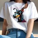 ドーベルマン Tシャツ 犬愛 ユニークデザインレディース 犬ファン 半袖 春夏 プリント 大人カジュアル かわいい 人間用 ギフト 個性的 猛暑対策 サングラス...