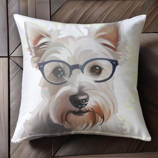 メガネ ウエストハイランドホワイトテリア クッションカバー 45×45cm アニマル柄 おしゃれ 可愛い クッ..