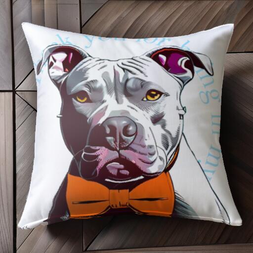 蝶ネクタイ アメリカンピットブルテリア クッションカバー 45×45cm アニマル柄 おしゃれ 可愛い クッション本体付き 正方形