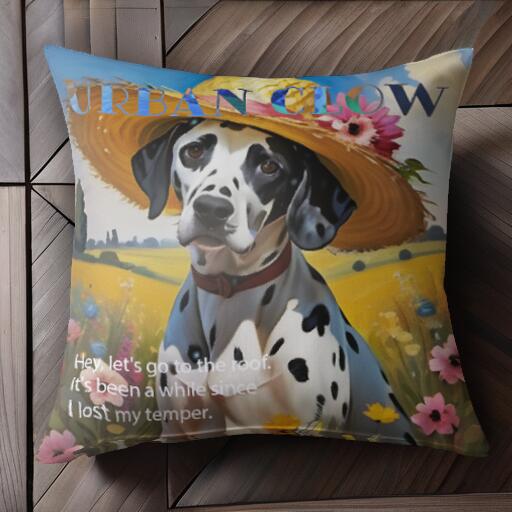 帽子 ダルメシアン 花 風景 クッションカバー 45×45cm アニマル柄 おしゃれ 可愛い クッション本体付き 正方形