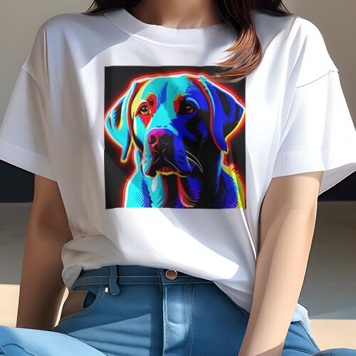 ラブラドールレトリバー Tシャツ 犬愛 ユニークデザインレディース 犬ファン 半袖 春夏 プリント 大人カジュアル かわいい 人間用 ギフト 個性的 猛暑対策 ポップアート ラブラドールレトリバー アート