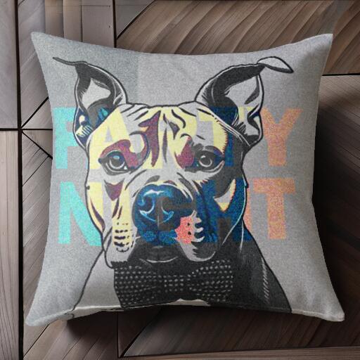 蝶ネクタイ ピットブル クッションカバー 45×45cm アニマル柄 おしゃれ 可愛い クッション本体付き 正方形