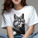 ハスキー Tシャツ 犬愛 ユニークデザインレディース 犬ファン 半袖 春夏 プリント 大人カジュアル かわいい 人間用 ギフト 個性的 猛暑対策 マスク ハスキー ファッション