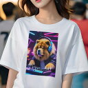 チャウチャウ Tシャツ 犬愛 ユニークデザインレディース 犬ファン 半袖 春夏 プリント 大人カジュアル かわいい 人間用 ギフト 個性的 猛暑対策 ヘッドホン チャウチャウ DJ ミキサー ジャケット