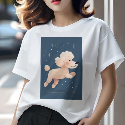 プードル Tシャツ 犬愛 ユニークデザインレディース 犬ファン 半袖 春夏 プリント 大人カジュアル かわ..