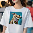 ピットブル Tシャツ 犬愛 ユニークデザインレディース 犬ファン 半袖 春夏 プリント 大人カジュアル かわいい 人間用 ギフト 個性的 猛暑対策 ピットブル