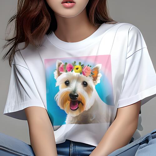 ウエストハイランドホワイトテリア Tシャツ 犬愛 ユニークデザインレディース 犬ファン 半袖 春夏 プリ..