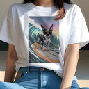 ボストンテリア Tシャツ 犬愛 ユニークデザインレディース 犬ファン 半袖 春夏 プリント 大人カジュアル かわいい 人間用 ギフト 個性的 猛暑対策 波 ボス...