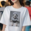 ダルメシアン Tシャツ 犬愛 ユニークデザインレディース 犬ファン 半袖 春夏 プリント 大人カジュアル かわいい 人間用 ギフト 個性的 猛暑対策 メイド服 ...