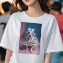 ダルメシアン Tシャツ 犬愛 ユニークデザインレディース 犬ファン 半袖 春夏 プリント 大人カジュアル かわいい 人間用 ギフト 個性的 猛暑対策 リボン ダ...