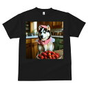 シベリアンハスキー Tシャツ 犬愛 ユニークデザインメンズ キッズ 犬ファン 半袖 春夏 プリント 大人カジュアル かわいい 人間用 ギフト 個性的 猛暑対策 イチゴ シベリアンハスキー キッチン