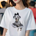 ダルメシアン Tシャツ 犬愛 ユニークデザインレディース 犬ファン 半袖 春夏 プリント 大人カジュアル かわいい 人間用 ギフト 個性的 猛暑対策 水玉 ダル...