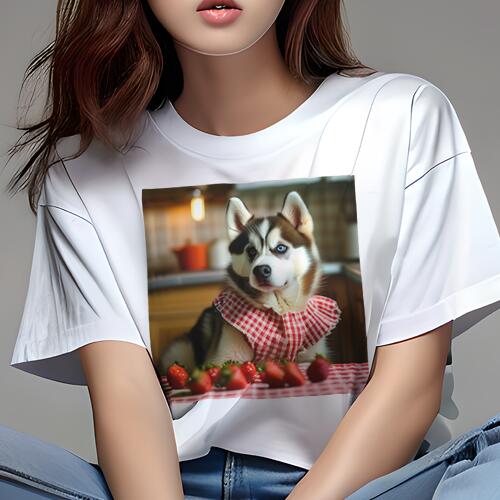 シベリアンハスキー Tシャツ 犬愛 ユニークデザインレディース 犬ファン 半袖 春夏 プリント 大人カジ..
