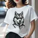 シベリアンハスキー Tシャツ 犬愛 ユニークデザインレディース 犬ファン 半袖 春夏 プリント 大人カジュアル かわいい 人間用 ギフト 個性的 猛暑対策 マスク シベリアンハスキー ヒーロー クール