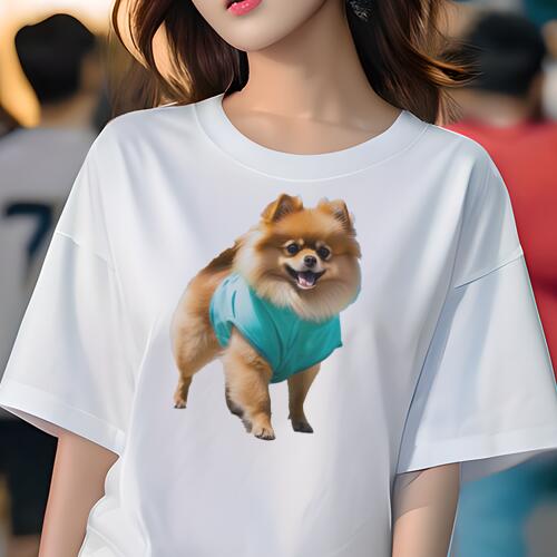 ポメラニアン Tシャツ 犬愛 ユニークデザインレディース 犬ファン 半袖 春夏 プリント 大人カジュアル かわいい 人間用 ギフト 個性的 猛暑対策 Tシャツ ポメラニアン 服