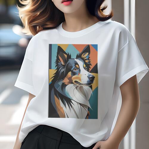 ボーダーコリー Tシャツ 犬愛 ユニークデザインレディース 犬ファン 半袖 春夏 プリント 大人カジュアル かわいい 人間用 ギフト 個性的 猛暑対策 ボーダーコリー
