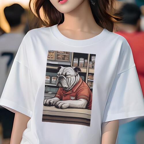 ブルドッグ Tシャツ 犬愛 ユニークデザインレディース 犬ファン 半袖 春夏 プリント 大人カジュアル か..