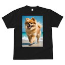 ポメラニアン Tシャツ 犬愛 ユニークデザインメンズ キッズ 犬ファン 半袖 春夏 プリント 大人カジュアル かわいい 人間用 ギフト 個性的 猛暑対策 ビーチ ポメラニアン 海 波 夏