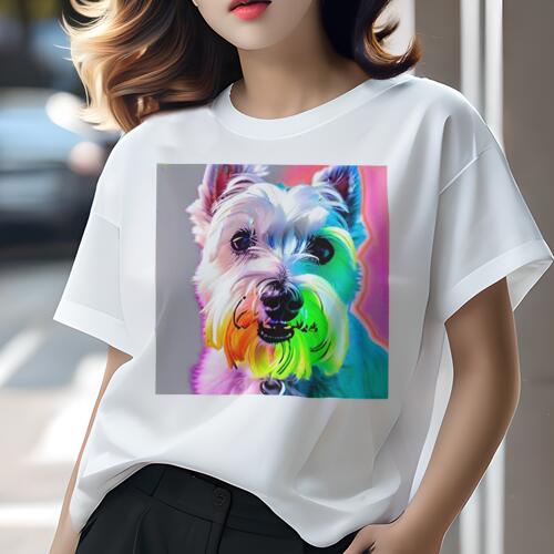 ウエストハイランドホワイトテリア Tシャツ 犬愛 ユニークデザインレディース 犬ファン 半袖 春夏 プリント 大人カジュアル かわいい 人間用 ギフト 個性的 猛暑対策 ウエストハイランドホワイトテリア